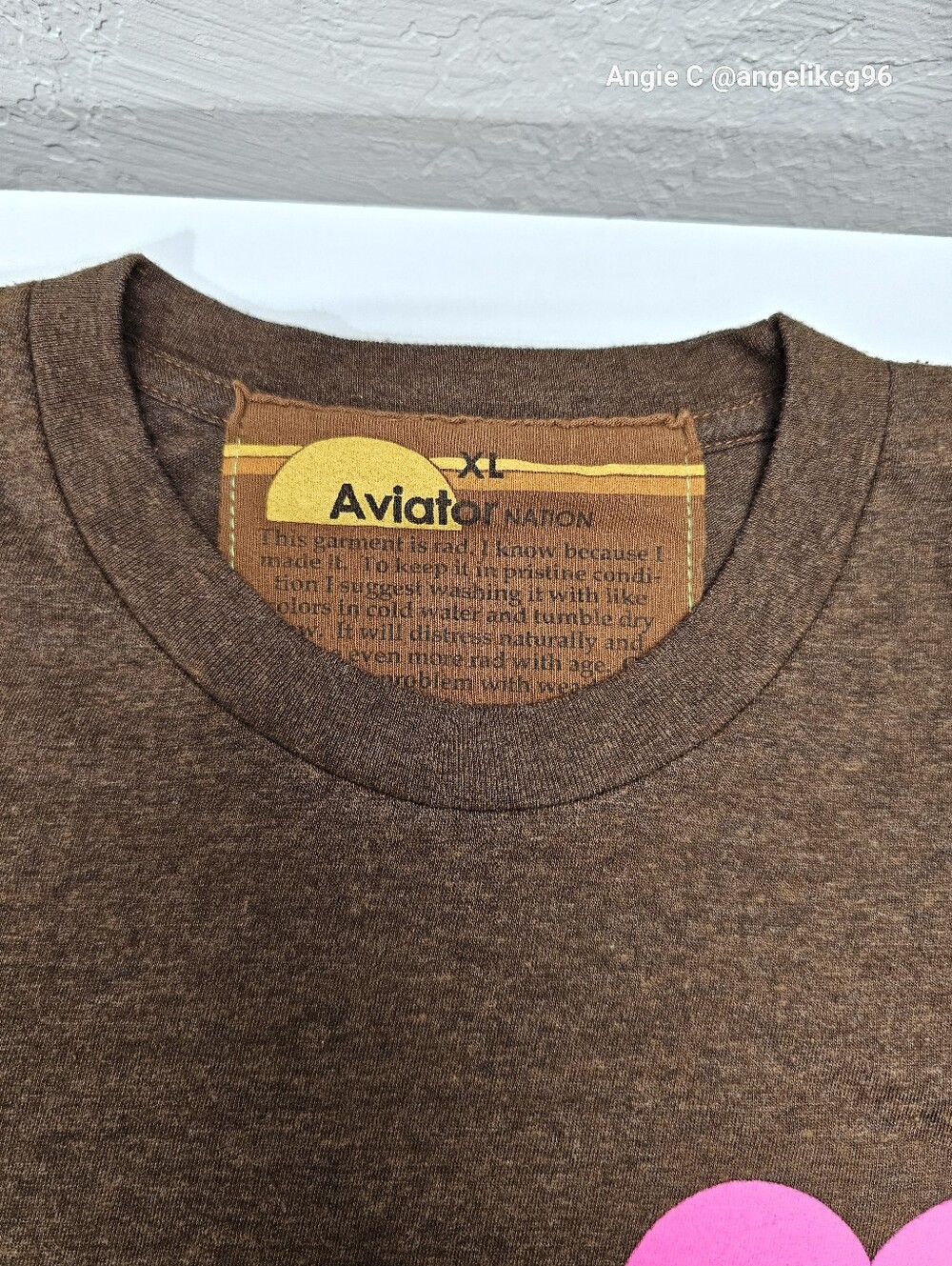 Aviator Nation Heart Boyfriend Brown Crewneck Short-Sleeve- Women's Tee Shirt - Picture 10 of 10